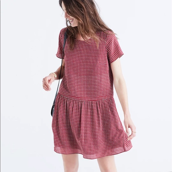 Madewell 100% Silk Pattern Print Pullover Drop-Waist Dress - Picture 6 of 16